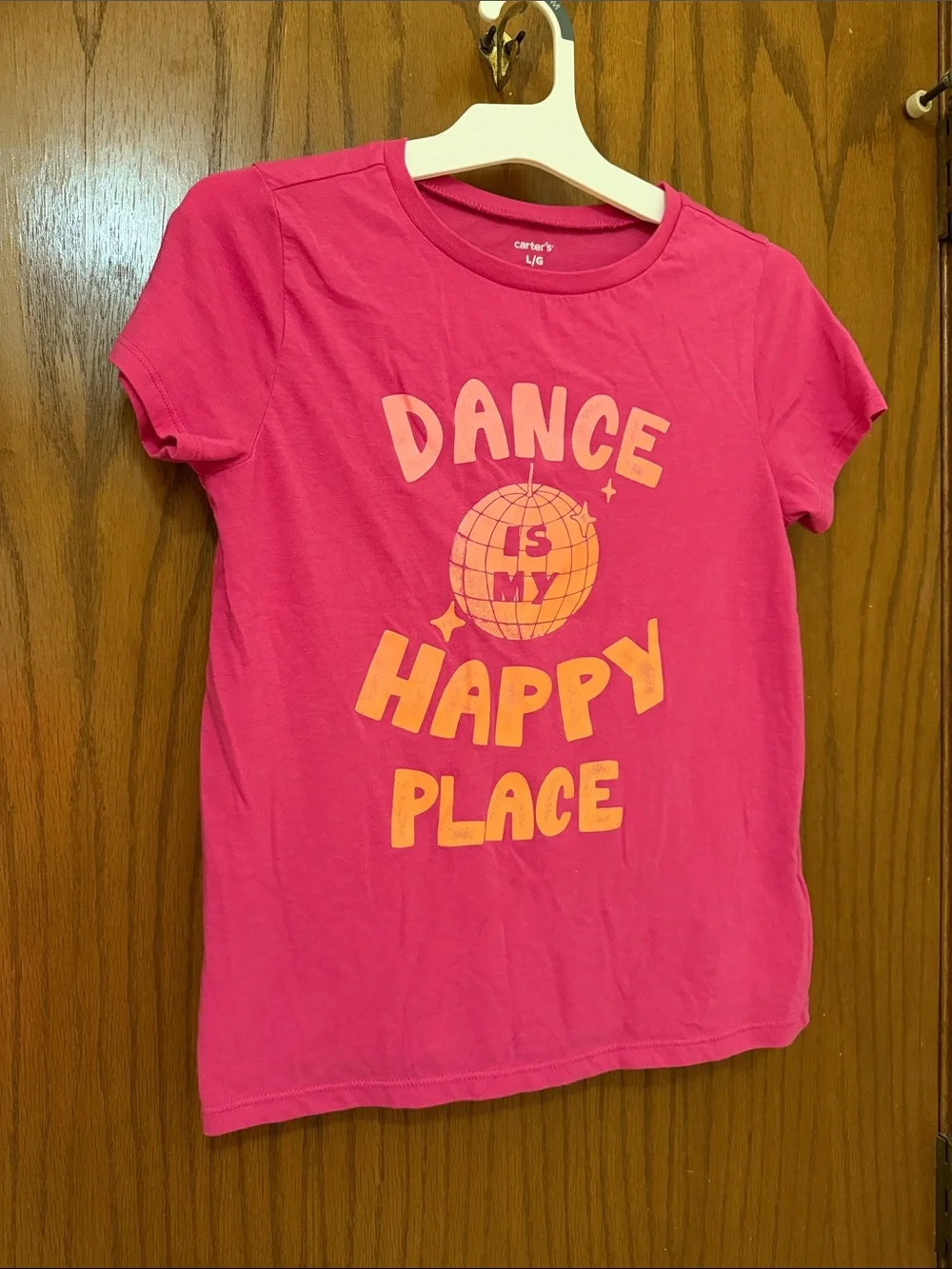 Carter's UGC Girls Sz Large Hot Pink Tee with Yellow Graphic short sleeve